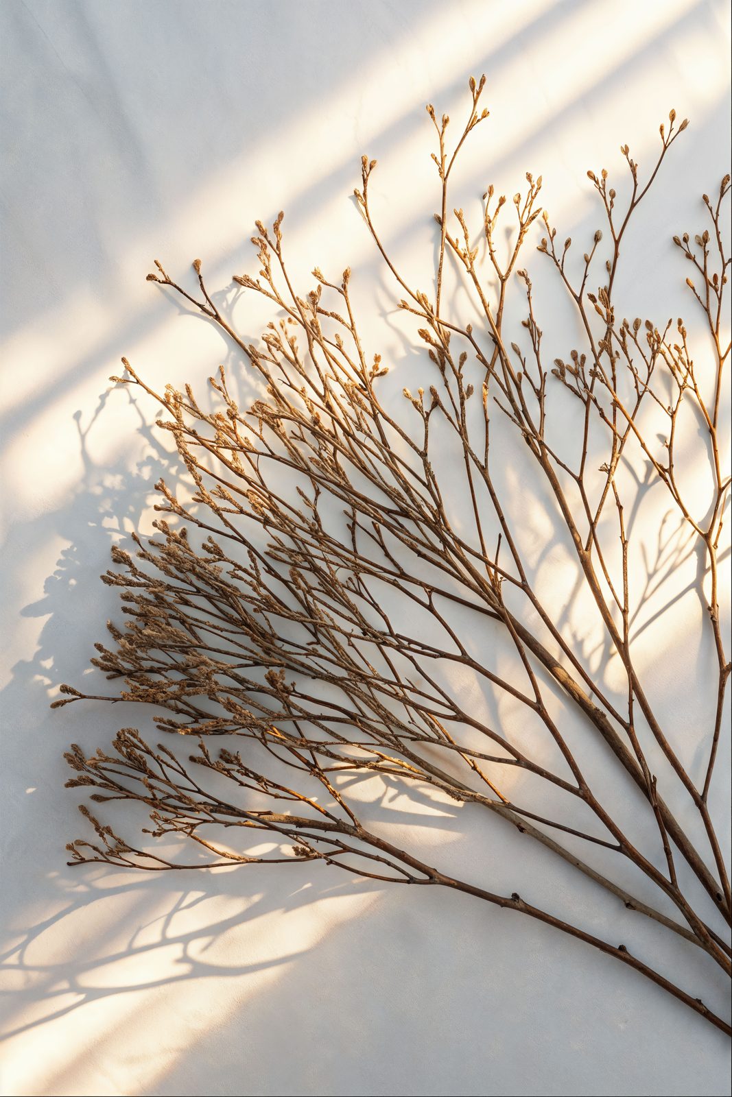 Fine dried branches against soft light